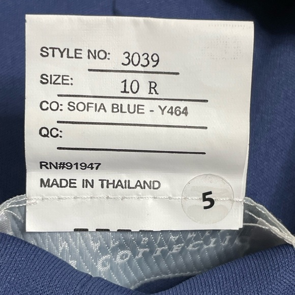 Dessy Collection Cutaway Shoulder Blue Crepe Column Gown 10 - Picture 7 of 7